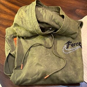 Men Nike Force Olive tiedye classic pull tie long sleeve basketball theme Hoodie